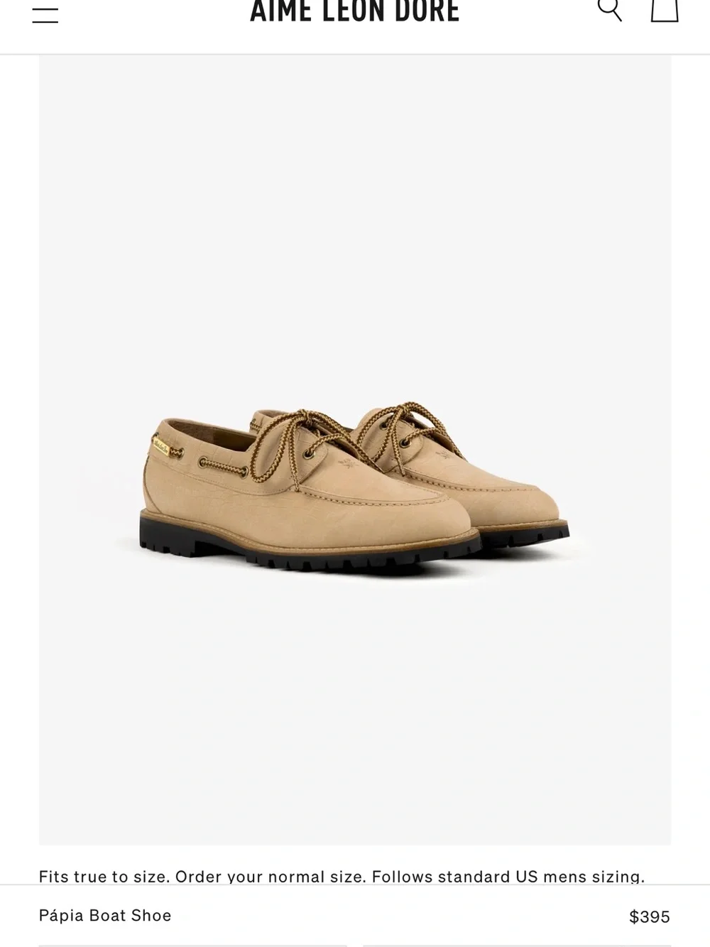 Aime Leon Dore Beige Croc-Embossed Boat Shoes with Brown Braided Laces